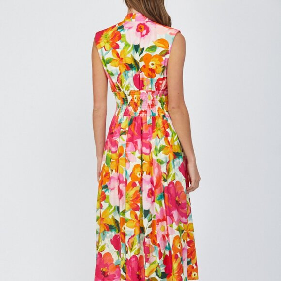 NWT Fate Floral Zip Front Sleeveless Midi Dress – Ivory Multi - Picture 2 of 9